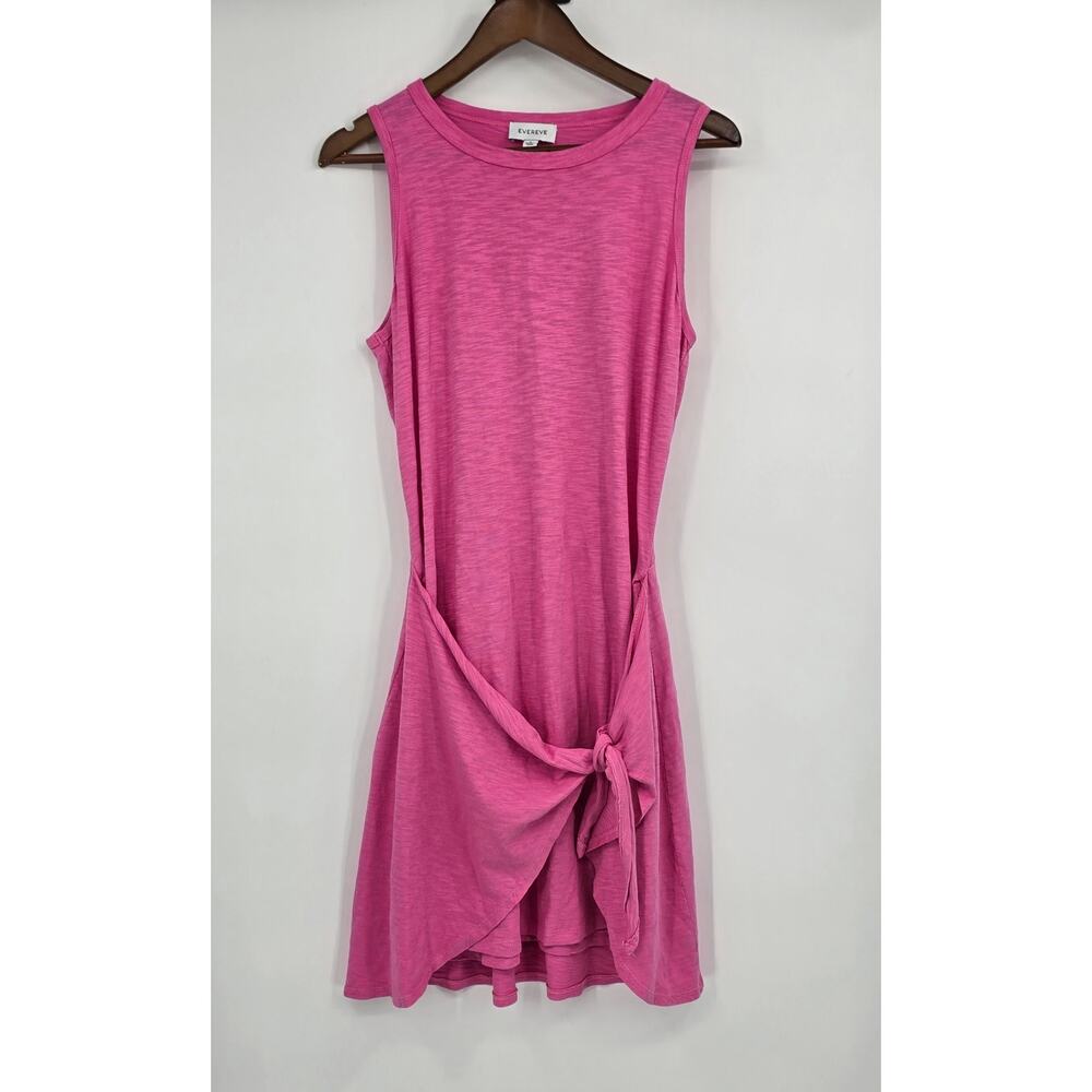 Evereve Greta Pink Tie Front Dress Sleeveless Cotton Mini Spring Coastal Chic